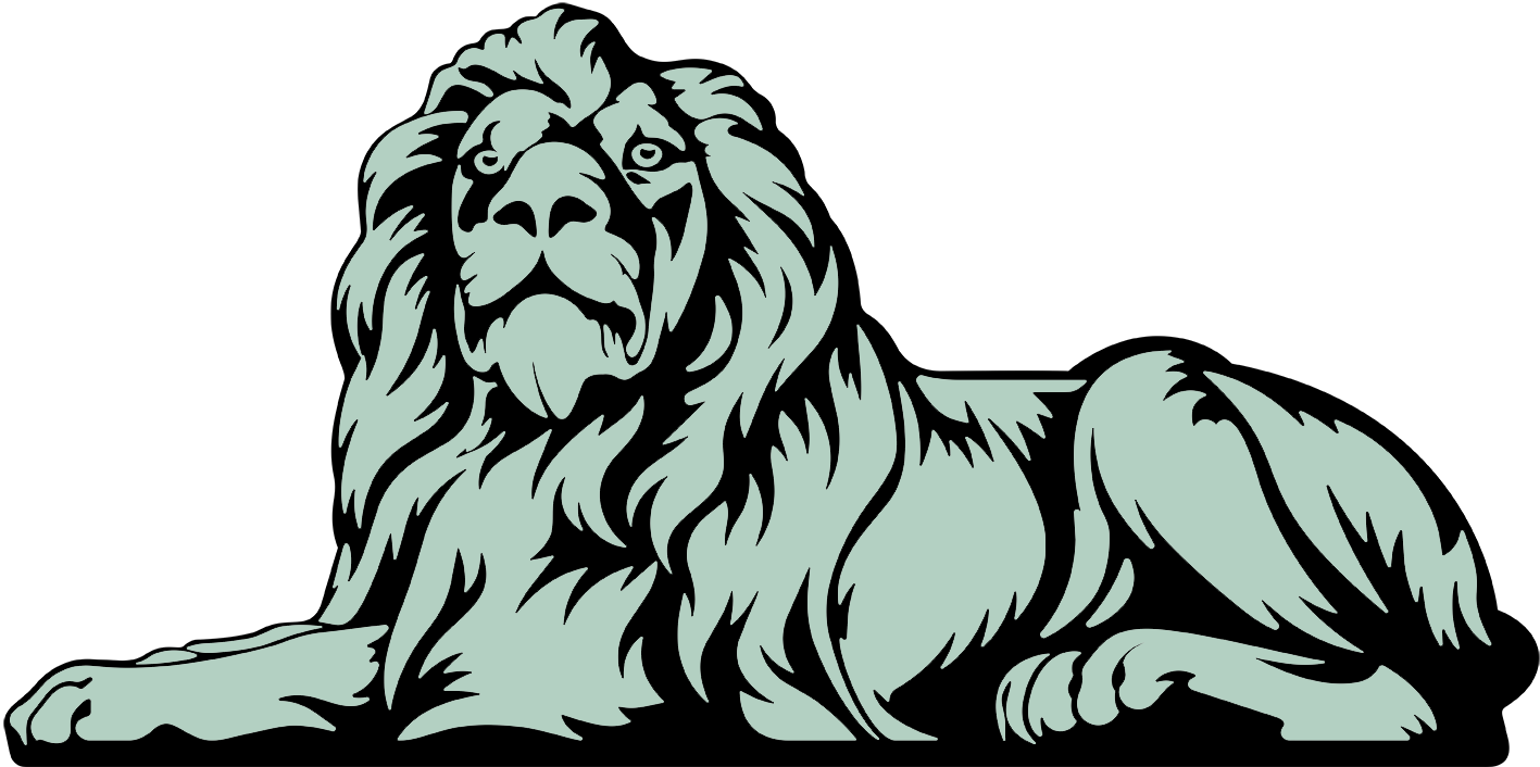 A green and black lion icon